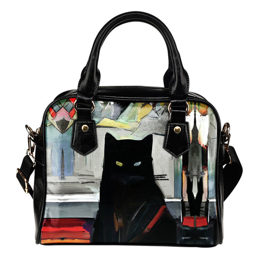 Art Cat Shoulder Handbag Cat Handbag
